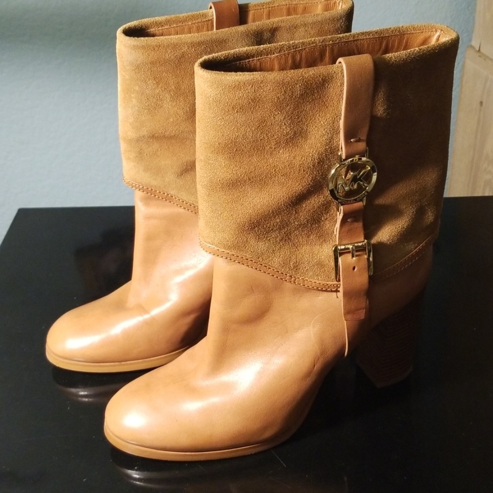 Michael  Kors  camel suede and leather  boots
